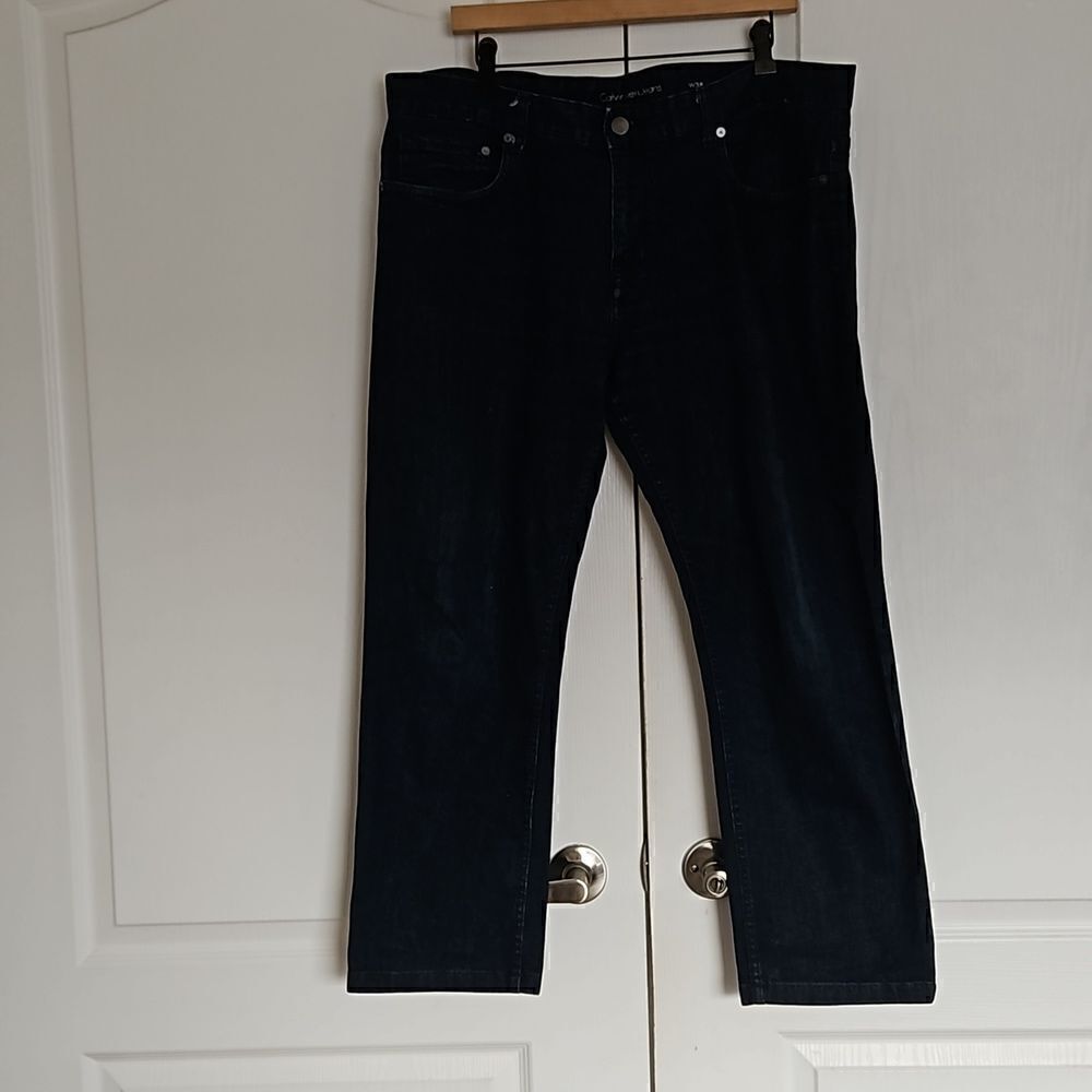 Calvin Klein Men Slim Fit Jeans 38×32 Dark Blue Washed